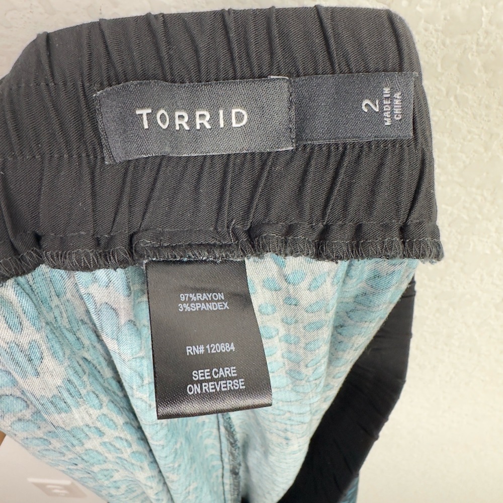 Torrid Pants Womens 2X Black Teal Abstract Drawstring Lounge Boho Relaxed Jogger - Picture 7 of 7